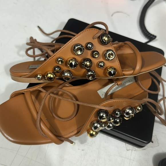 Stella McCartney bead-embellished artificial Gladiator Leather Sandals Size 6.5 - Picture 4 of 7